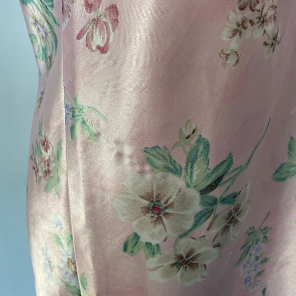 Mini Slip Dress Size Medium Pink Pastel Floral Silky Lingerie Coquette Feminine - Picture 10 of 15